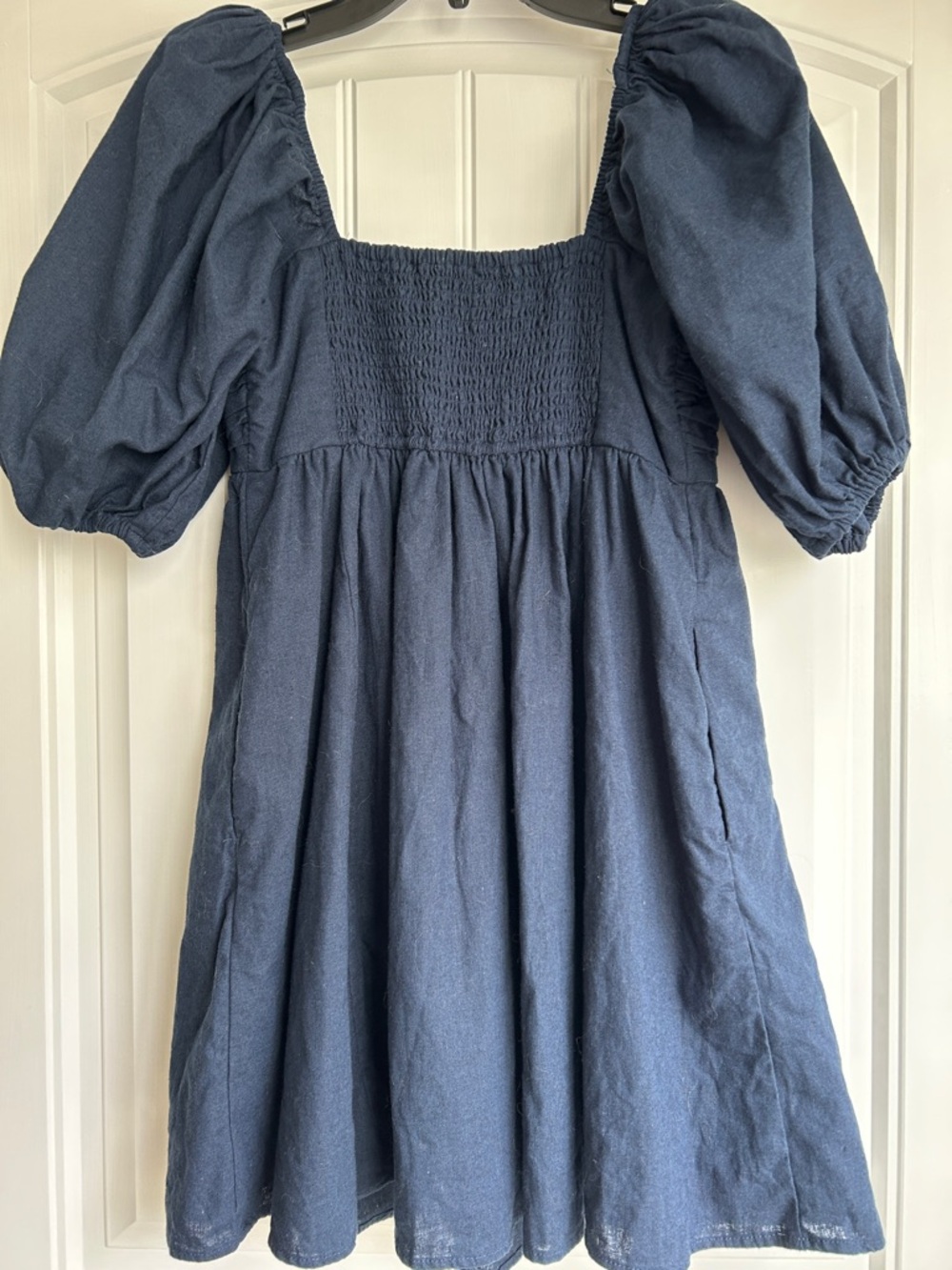 Abercrombie & Fitch Navy Puff Sleeve Babydoll Dress - Picture 2 of 7